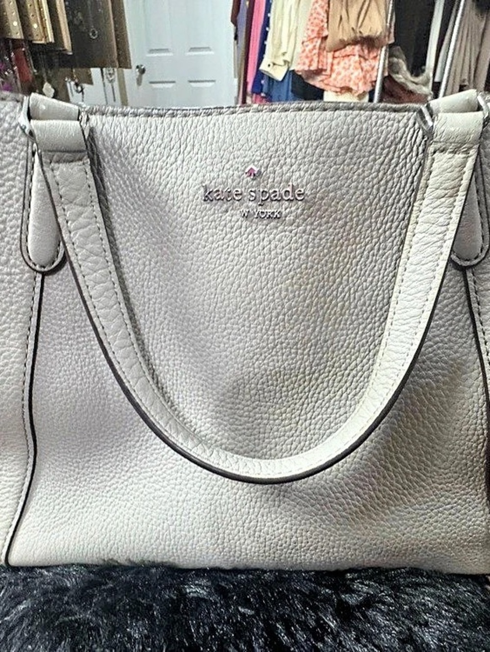 Kate Spade Pebbled Leather Tote in Gray